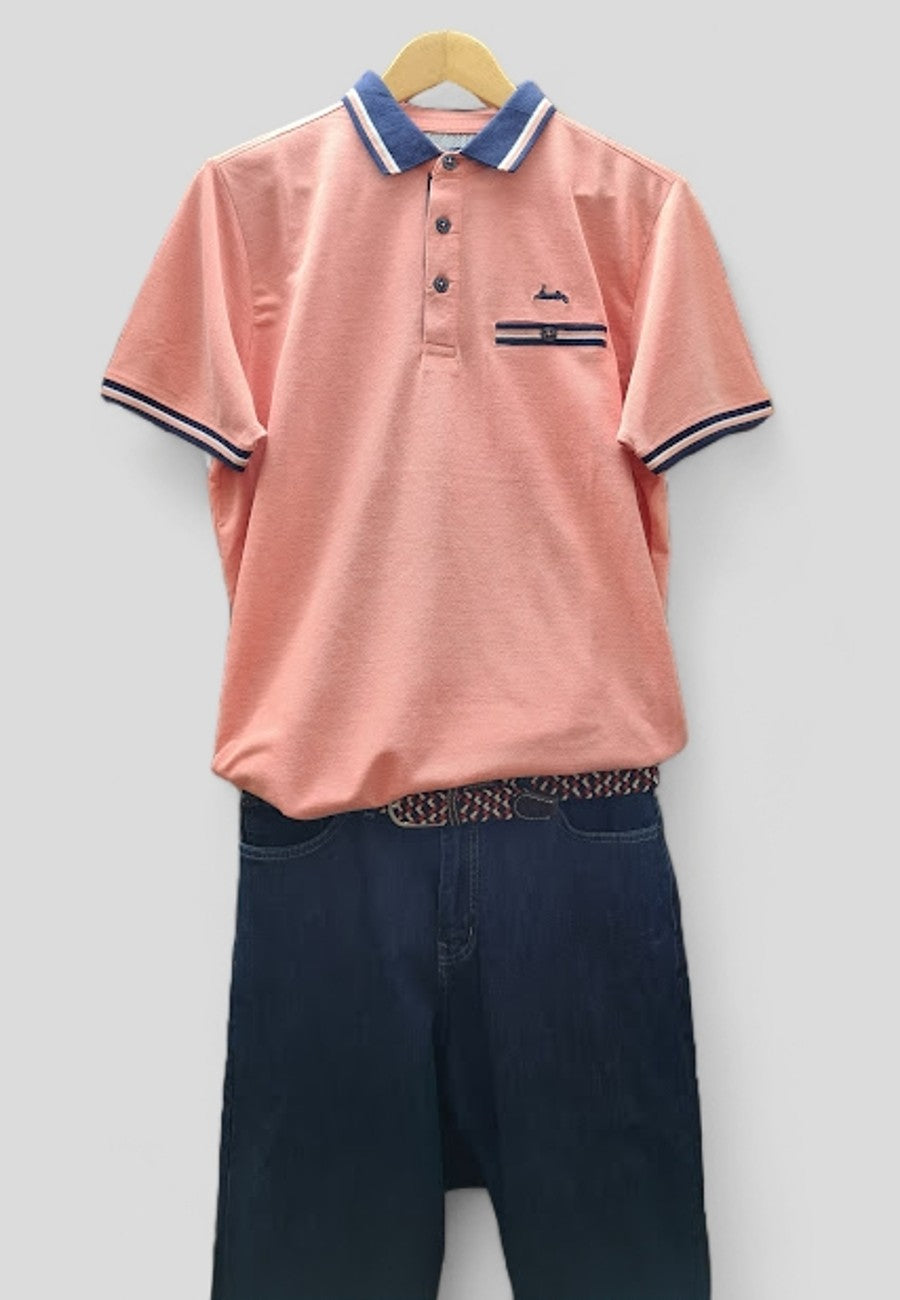 Polo piqué régulier pour hommes de couleur saumon