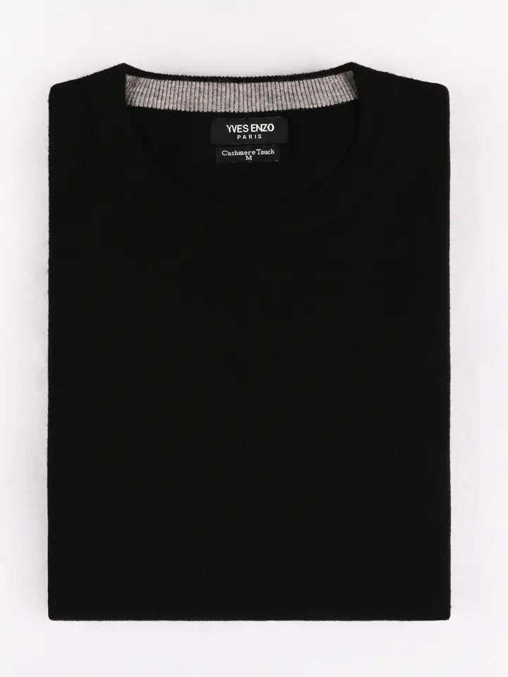 Jersey de Cashmere Touch Negro de hombre en tallas desde la 2XL a la 5XL