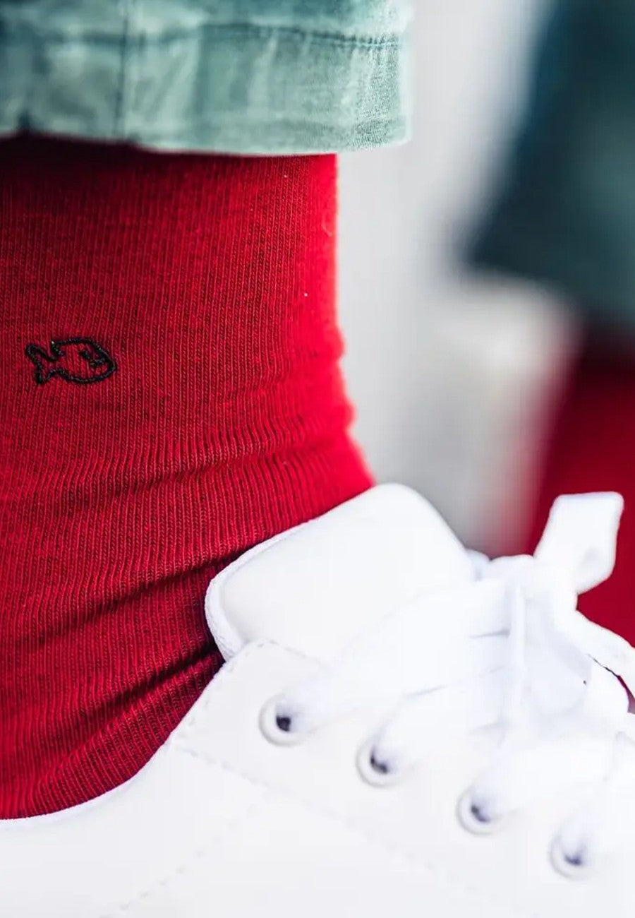 Calcetines para hombre de algodón peinado rojo