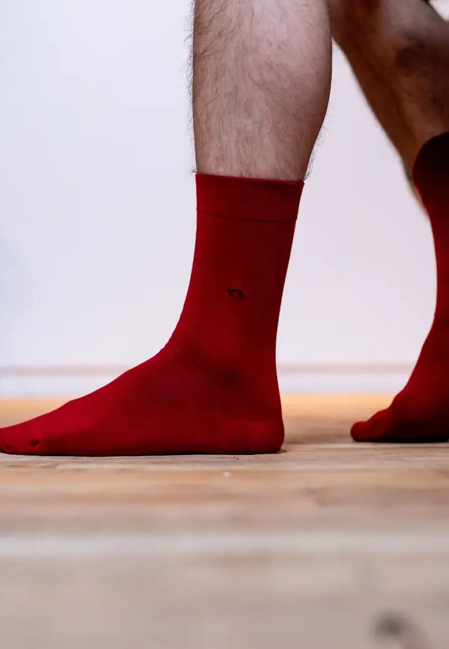 Calcetines para hombre de algodón peinado rojo