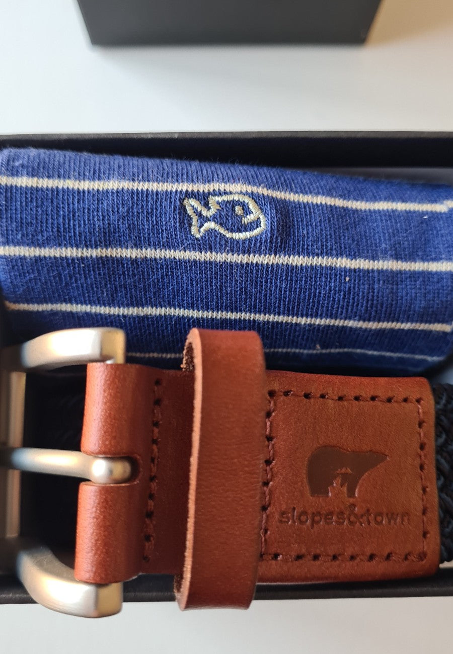 Caja Calcetines de algodón azul real y Cinturón elástico Tommy- O