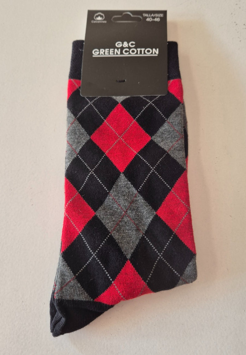 Pack 3 Calcetines de algodón para hombre en dibujos rombos en varios colores