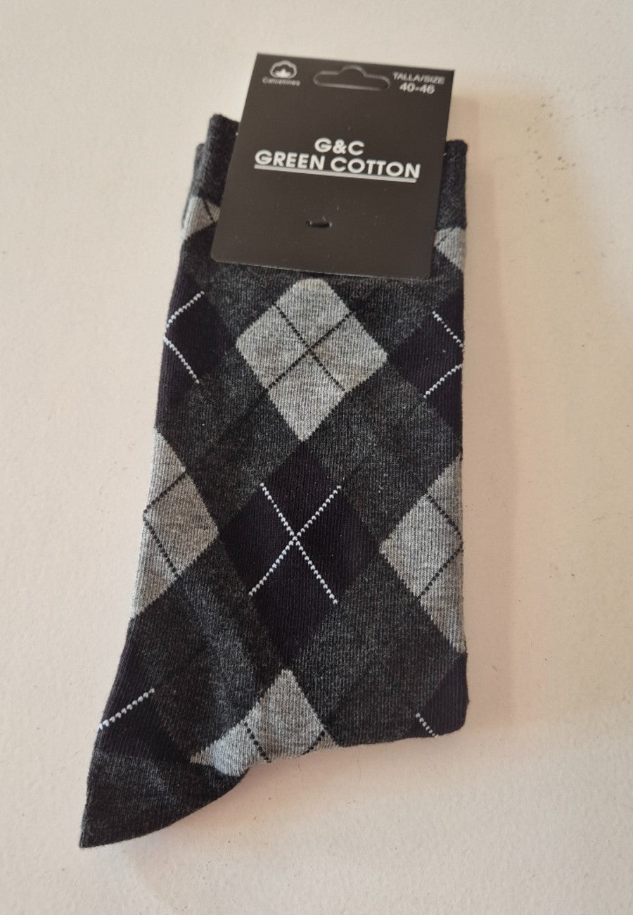 Pack 3 Calcetines de algodón para hombre en dibujos rombos en varios colores