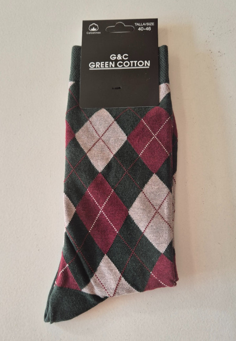 Pack 3 Calcetines de algodón para hombre en dibujos rombos en varios colores