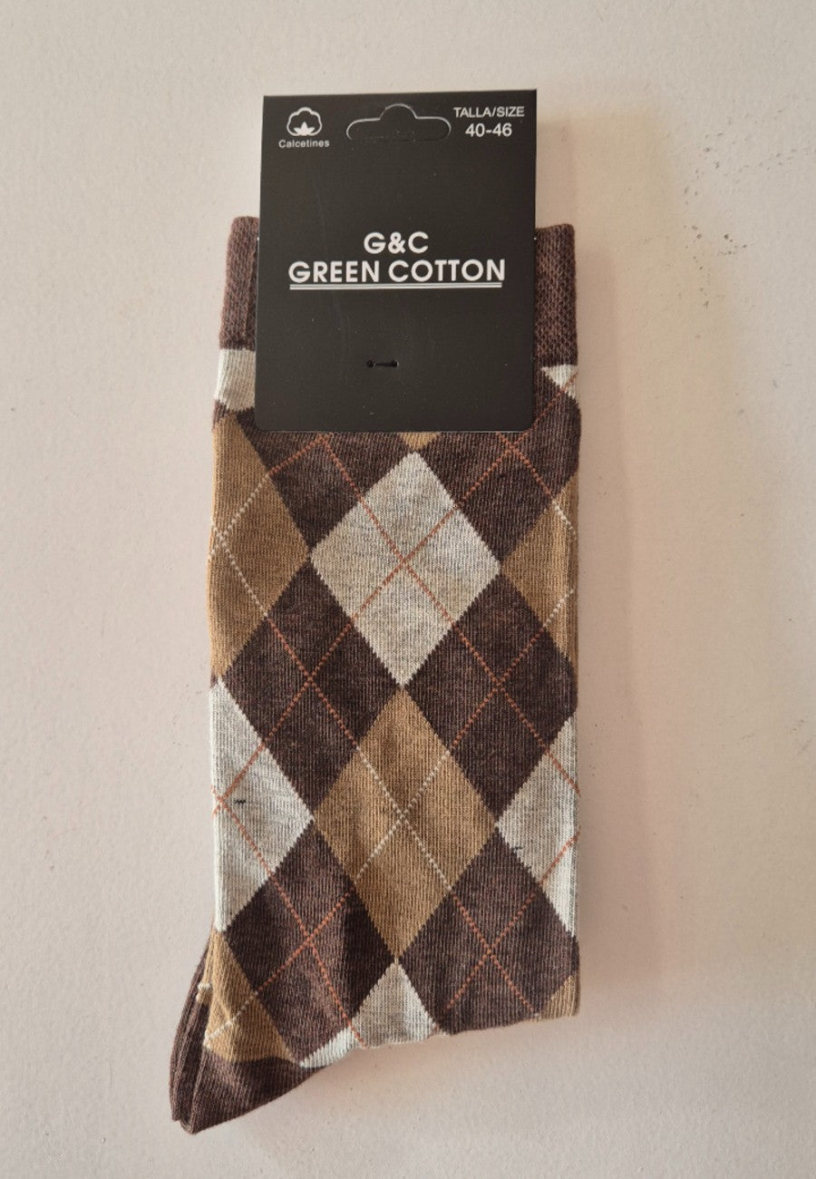 Pack 3 Calcetines de algodón para hombre en dibujos rombos en varios colores