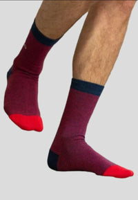 Blue and red striped cotton socks 