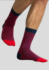 Blauw en rood gestreepte katoenen sokken