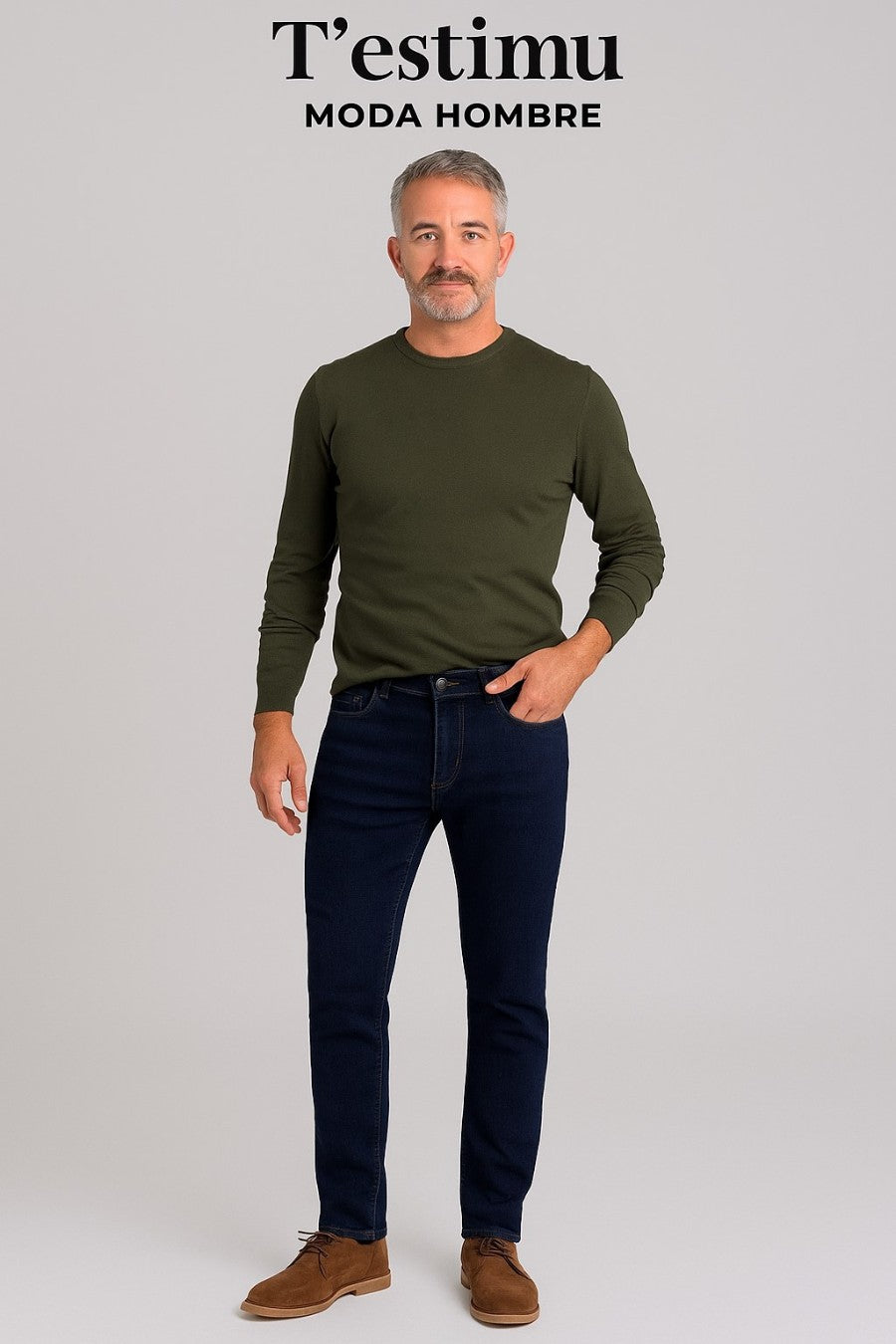 Pantalón Tejano Elástico 4 Estaciones (de tiro alto) de T'estimu Moda Hombre