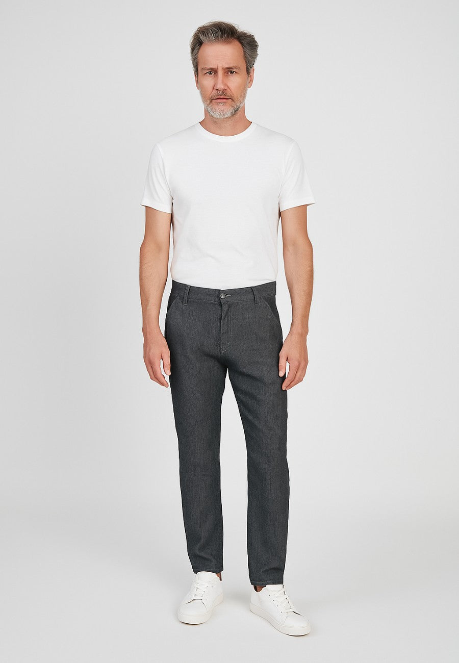 Pantalón diseño tejano con bolsillo francés de lino - LINUX