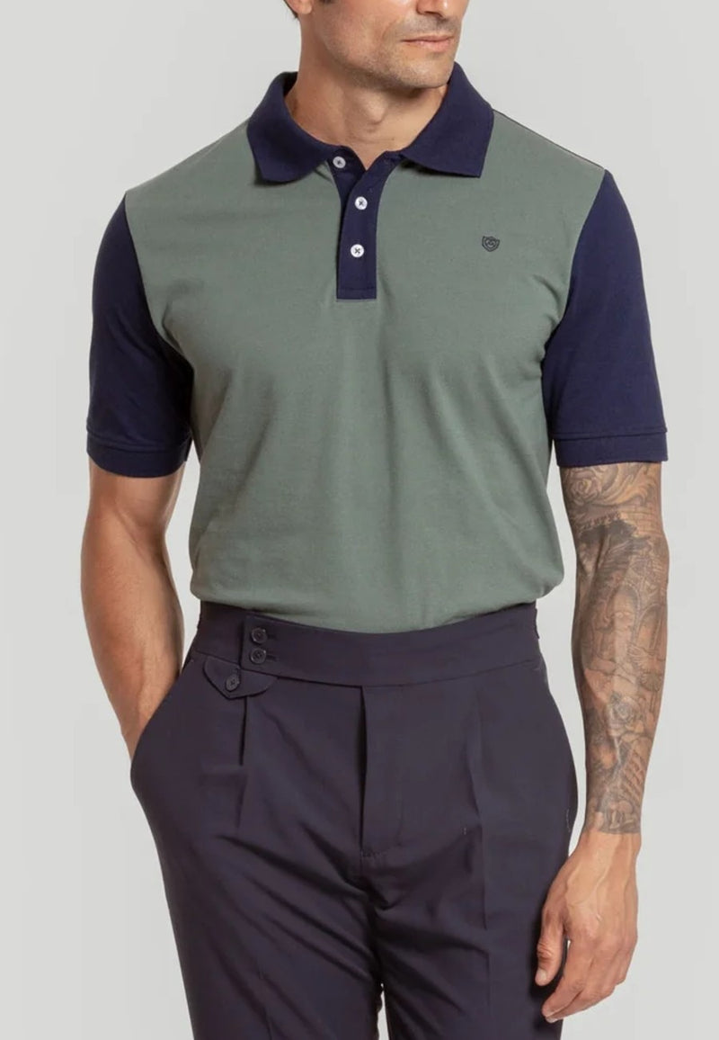 Polo de algodón en color Kaki y Azul Marino
