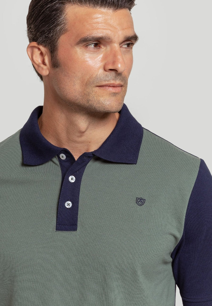 Polo de algodón en color Kaki y Azul Marino