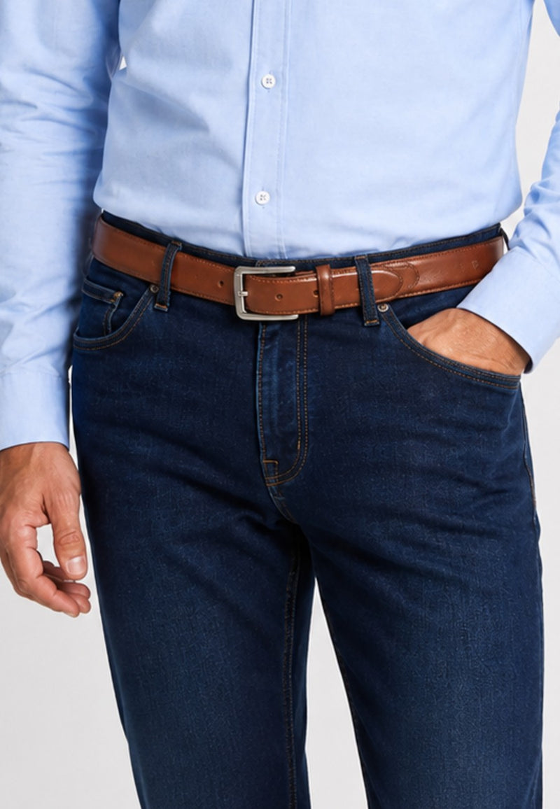 Cinturón de piel en marrón claro de 33 Mm todas las tallas