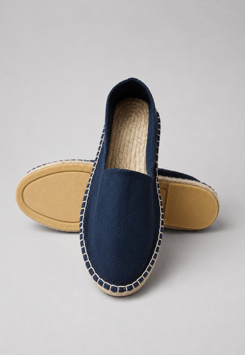 Alpargatas artesanas de yute lona de espiga azul marino talla 40 a la 46