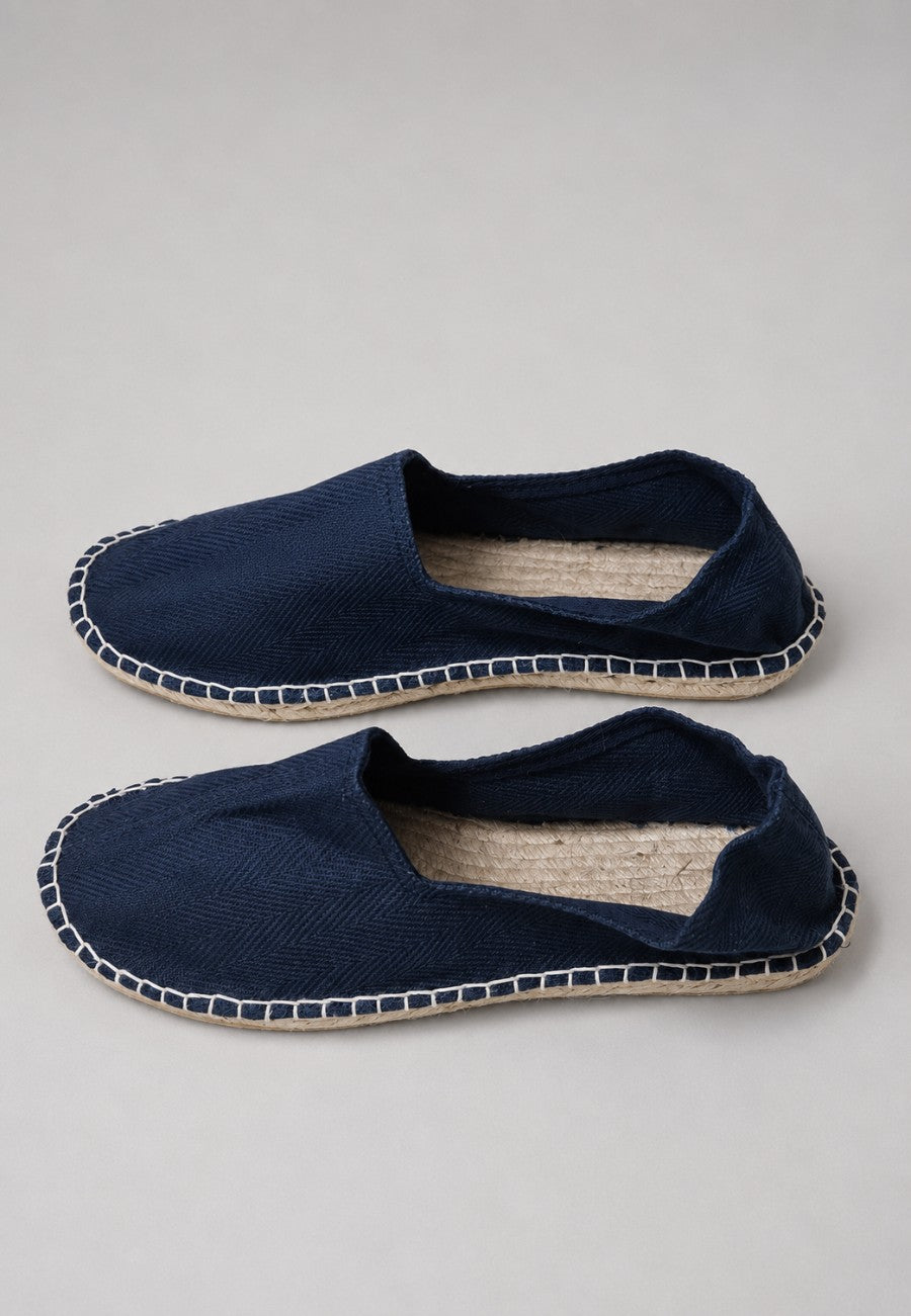 Alpargatas artesanas de yute lona de espiga azul marino talla 40 a la 46