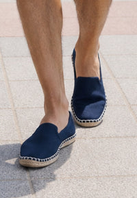 Alpargatas artesanas de yute lona de espiga azul marino talla 40 a la 46