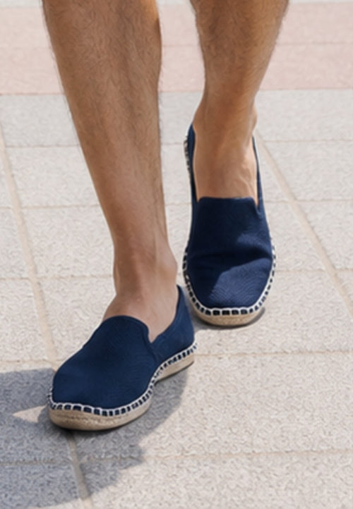 Alpargatas artesanas de yute lona de espiga azul marino talla 40 a la 46