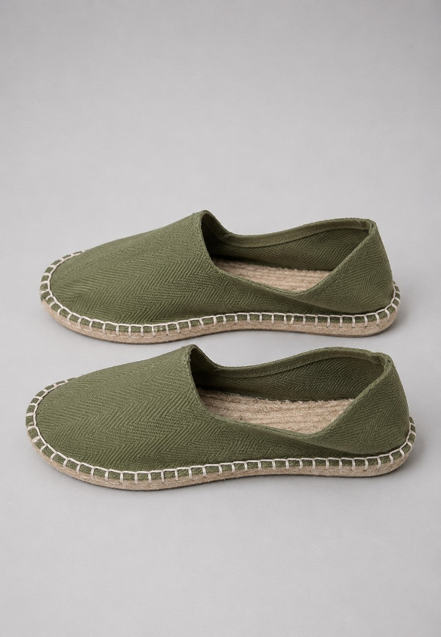 Alpargatas artesanas de yute lona de espiga verde olivo talla 40 a la 46
