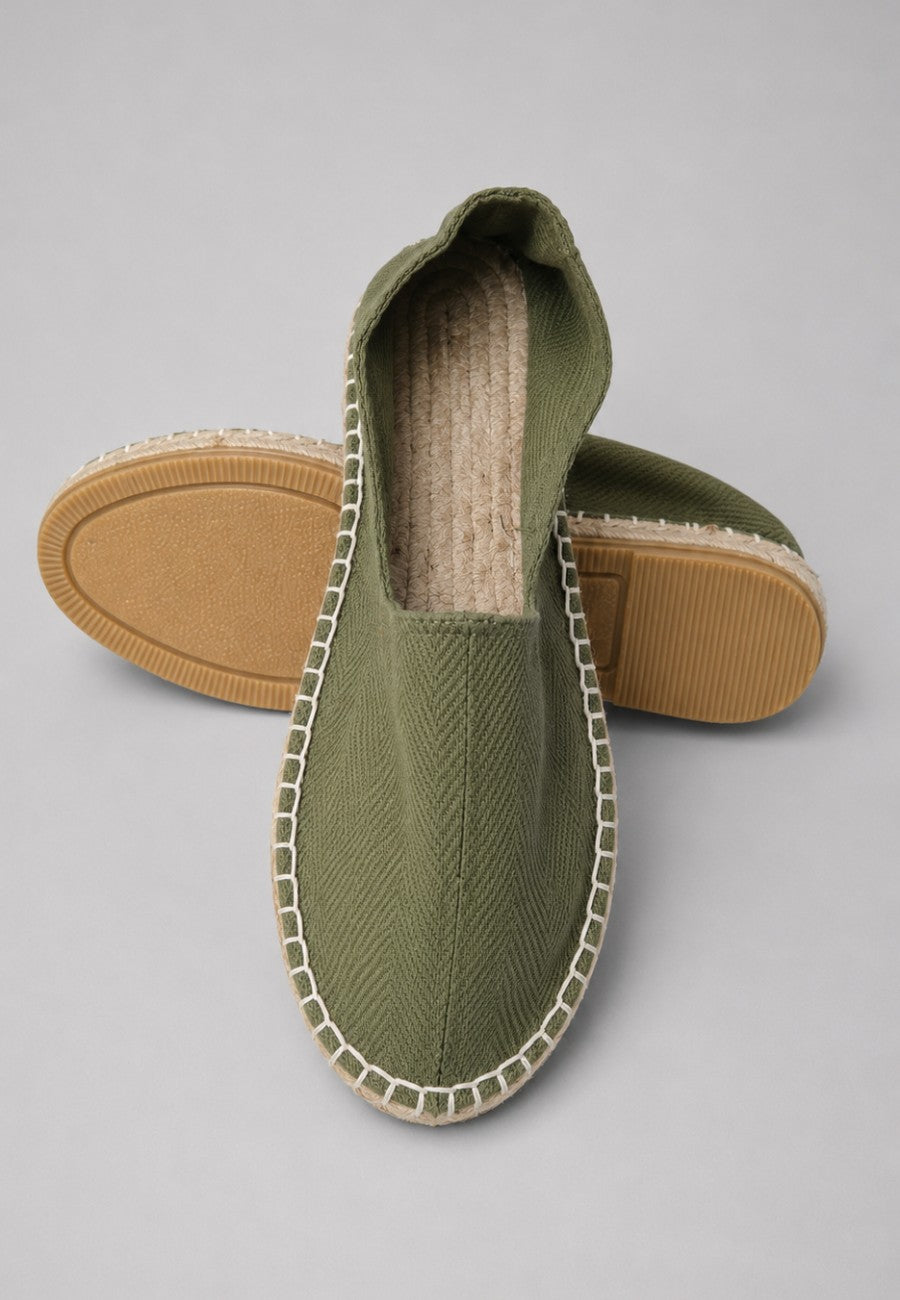 Alpargatas artesanas de yute lona de espiga verde olivo talla 40 a la 46
