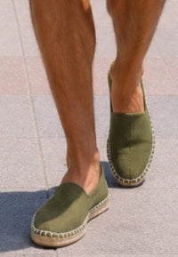 Alpargatas artesanas de yute lona de espiga verde olivo talla 40 a la 46