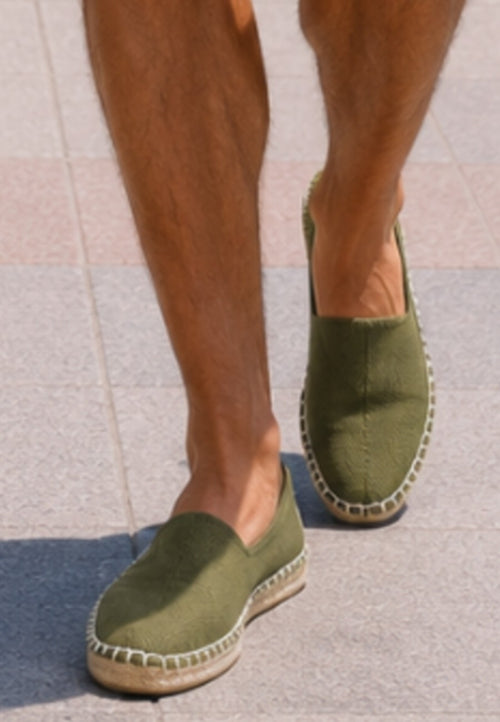 Alpargatas artesanas de yute lona de espiga verde olivo talla 40 a la 46