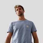 Camiseta Azul moteado de algodón reciclado en testimu.com de T'estimu Moda