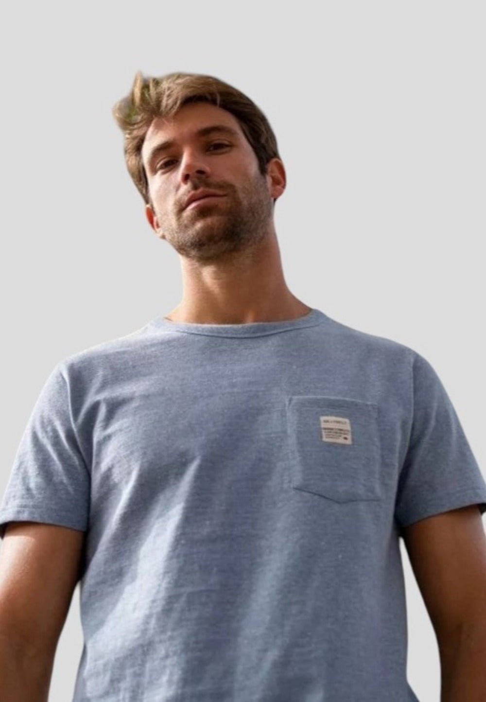 Camiseta Azul moteado de algodón reciclado en testimu.com de T'estimu Moda