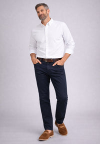 Pantalón tejano de tiro alto elástico Bahía color azul marino