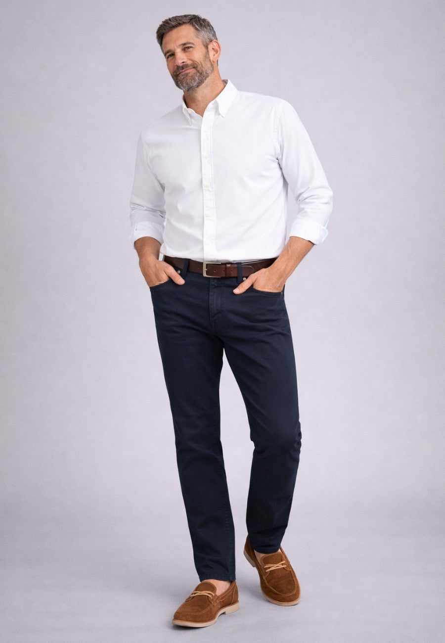 Pantalón tejano de tiro alto elástico Bahía color azul marino