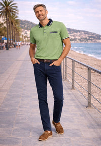 Pantalón tejano de tiro alto elástico Bahía color azul marino