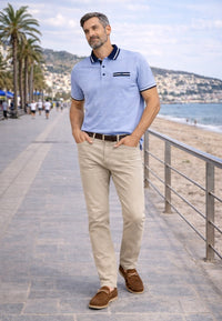 Pantalón tejano de tiro alto elástico Bahia color beige