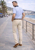 Pantalón tejano de tiro alto elástico Bahia color beige