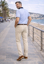 Pantalón tejano de tiro alto elástico Bahia color beige