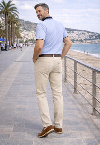 Pantalón tejano de tiro alto elástico Bahia color beige