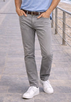 Pantalón tejano de tiro alto elástico Bahia color gris