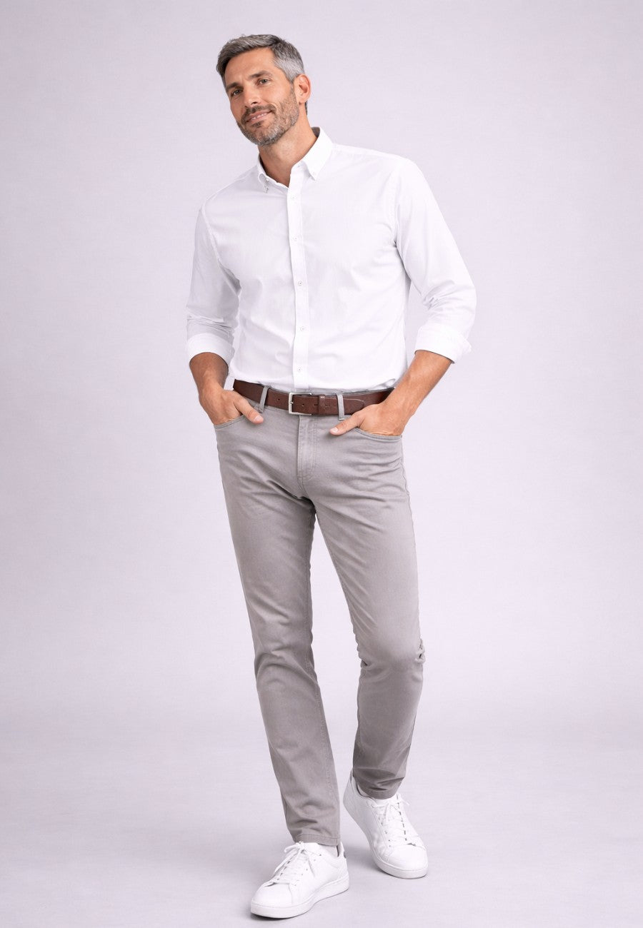 Pantalón tejano de tiro alto elástico Bahia color gris