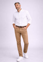 Pantalón tejano de tiro alto elástico Bahía color tostado