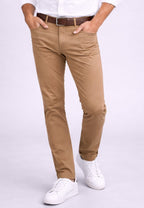 Pantalón tejano de tiro alto elástico Bahía color tostado