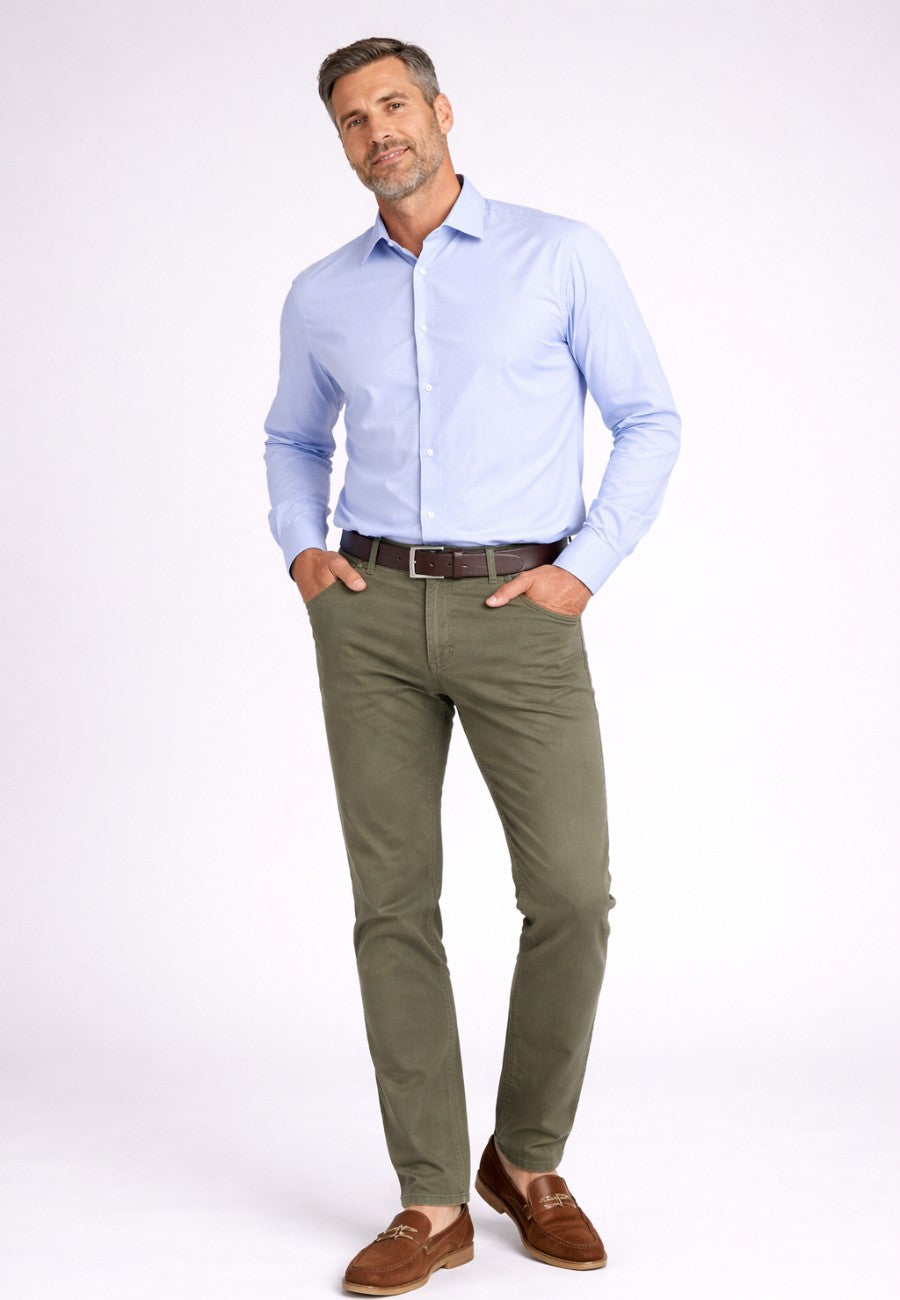 Pantalón tejano de tiro alto elástico Bahia color verde