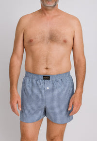 Boxer de tela en dibujos geometricos  triangulos marino Tallas L a 5XL