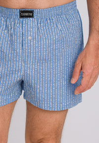 Boxer de tela en dibujos geometricos celestes