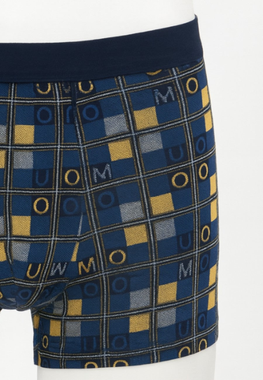 Bóxer de algodón con letras banda elástica Azul