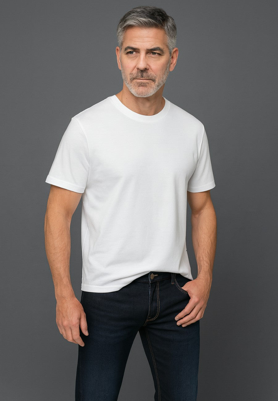 Camiseta básica de algodón en manga corta blanca