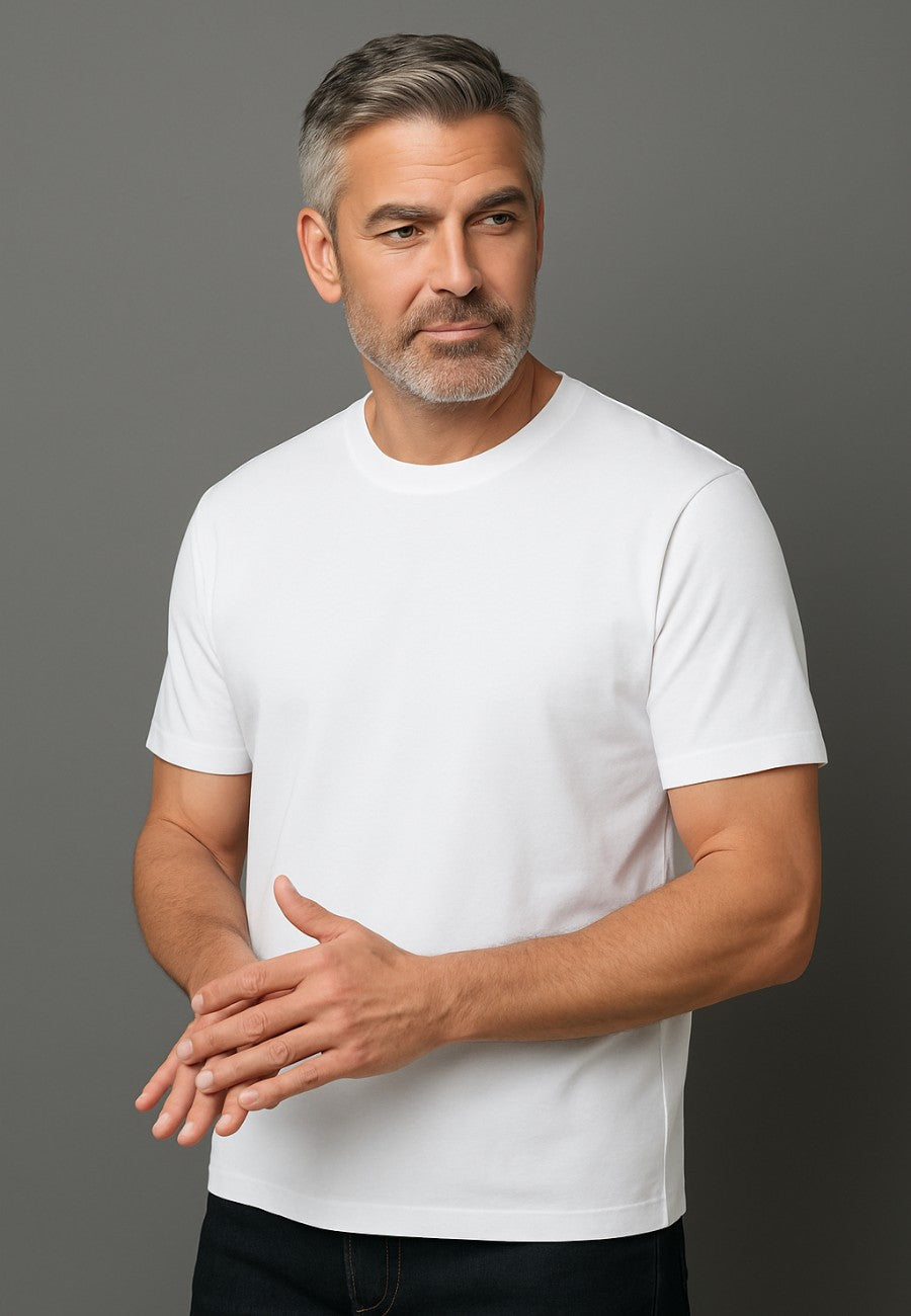 Camiseta básica de algodón en manga corta blanca