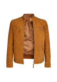 Chaqueta artesanal de ante modelo Potes – whisky, vista del forro de la chaqueta