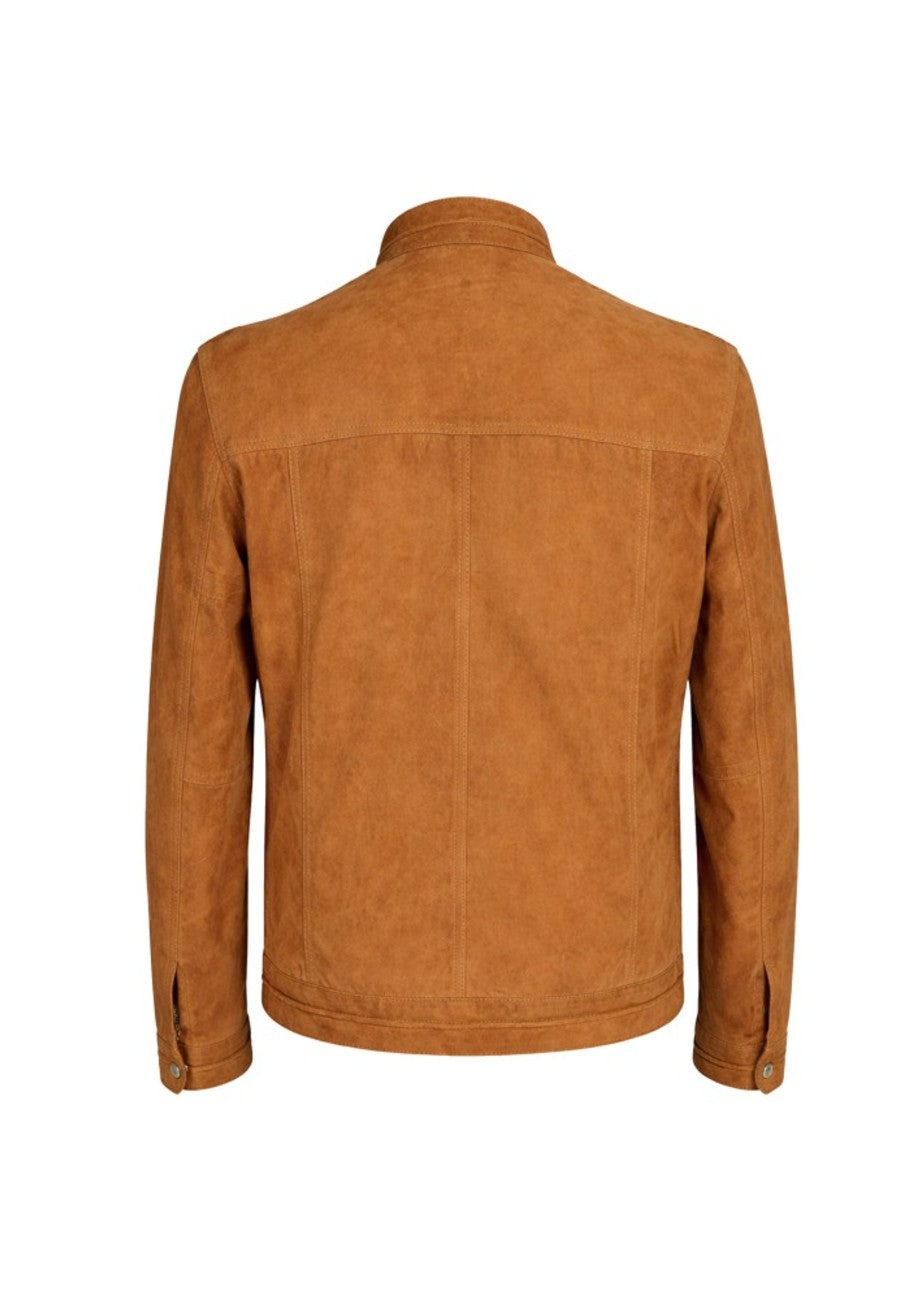 Chaqueta artesanal de ante modelo Potes – whisky, vita por detrás