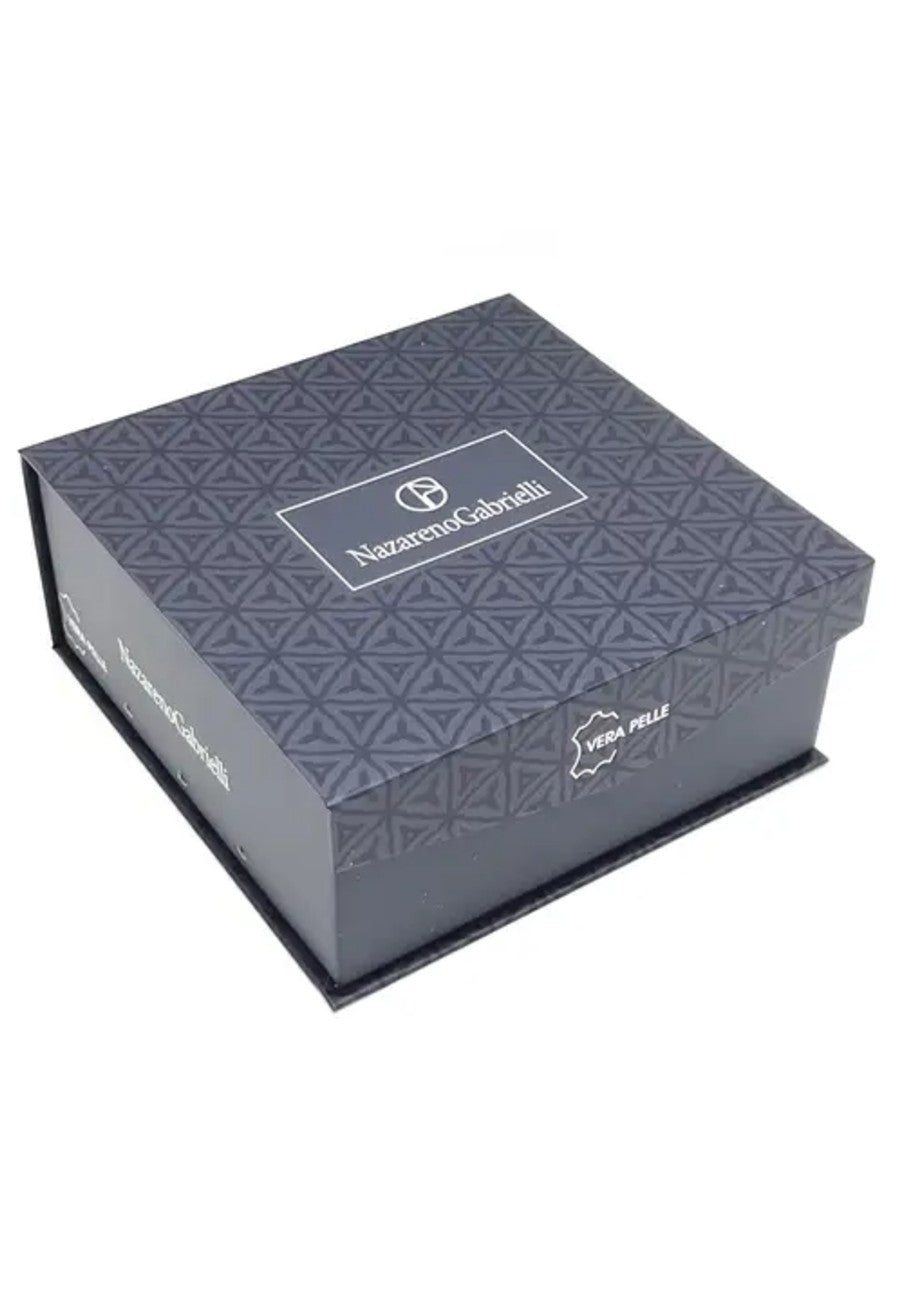 Cinturón de piel con caja de regalo en color negro