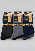 Pack de 3 Calcetines térmicos de lana, canalado para hombre