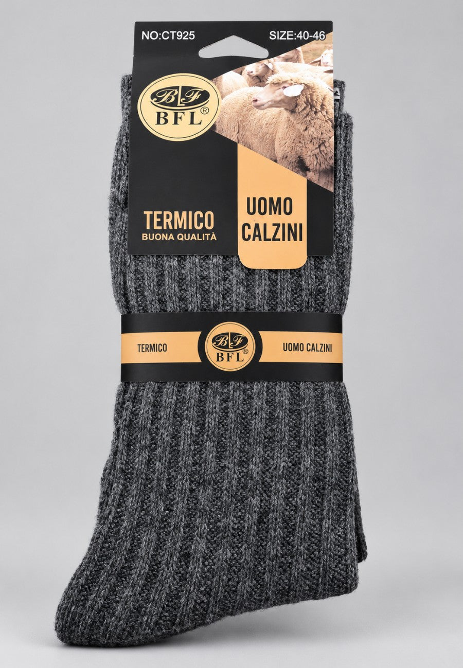 Pack de 3 Calcetines térmicos de lana, canalado para hombre