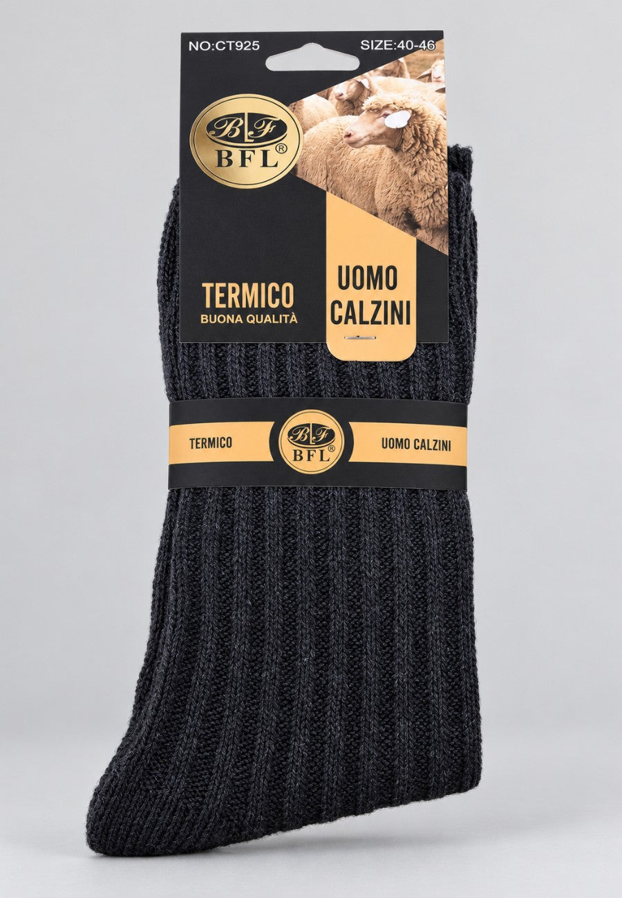 Pack de 3 Calcetines térmicos de lana, canalado para hombre