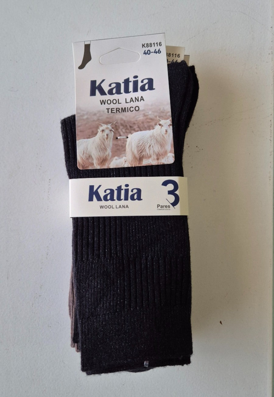 Pack de tres Calcetines de lana fina para hombre